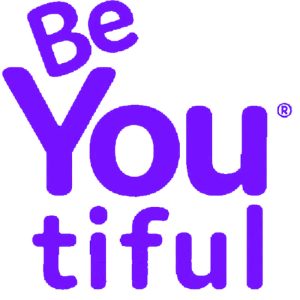 Purple stylized logo with the phrase 'Be You tiful'