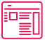 Document icon button: pink outline of a page with text lines and a bullet point, representing a document action