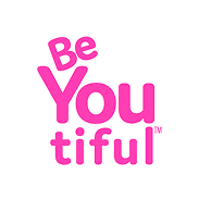 Be You tiful logo in pink on a white circular background