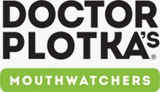 Doctor Plotka's MouthWatchers logo — bold black text with a green rounded badge saying MouthWatchers